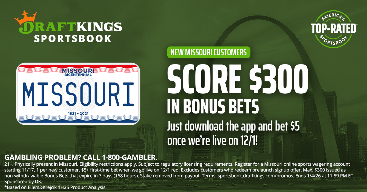 DraftKings Missouri Promo Code: Collect $300 Pre-Reg Bonus When We Go Live on 12/1